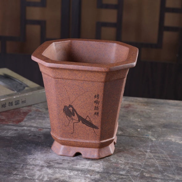 Zisha Flower Pot Desktop Chinese-style Indoor Desk Decoration