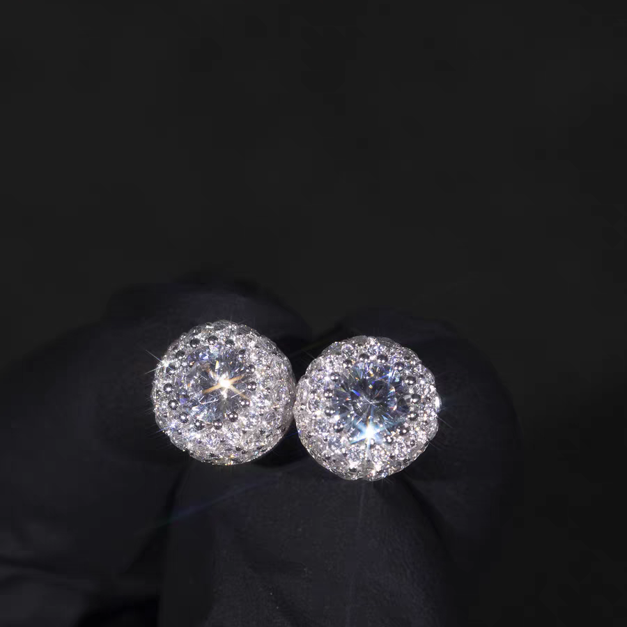1 Pair Hip Hop Wedding  Zircon Stud Earrings,Sparkling,Unisex,Daily Accessories And Women's Jewelry