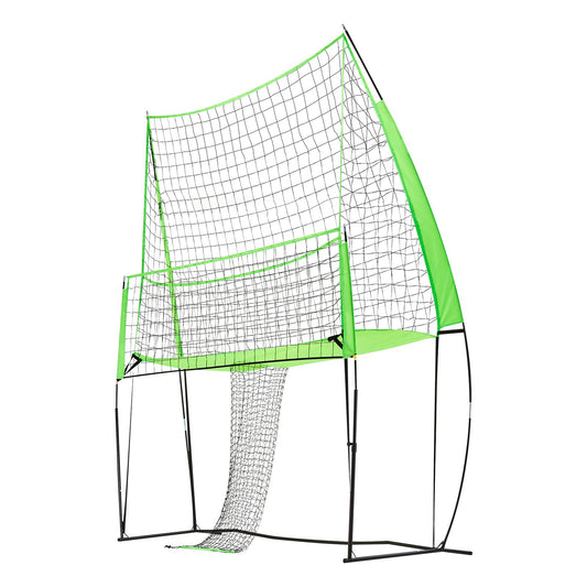 Volleyball Training Net System, Freely Height-Adjustable Practice Equipment With Ball Return, 8x11ft Portable Net Station, Easy Setup For Backyard Indoor Outdoor Serving Spiking Improve Accuracy
