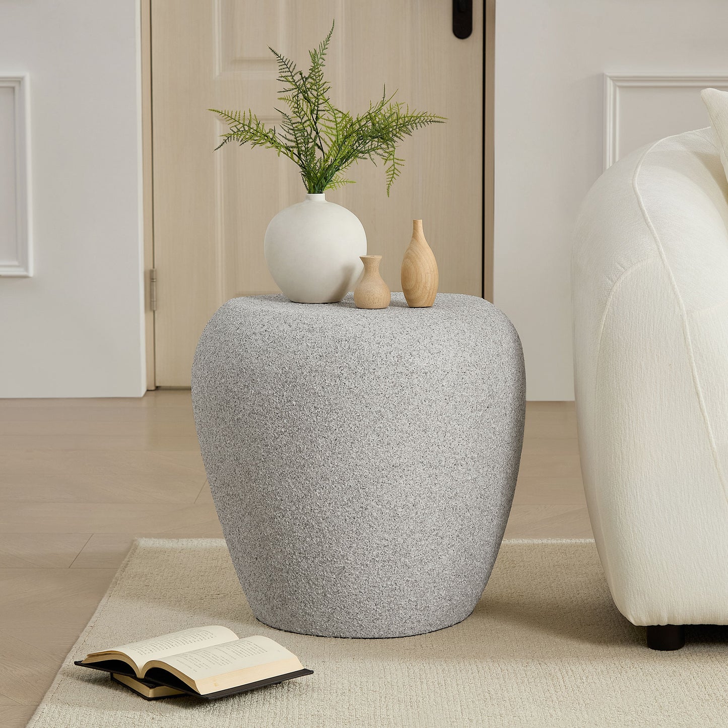 19.29 Inch Irregular Fiberglass Side Table  Durable, Scratch-Resistant & Waterproof End Table For Living Room,Apartment,Office