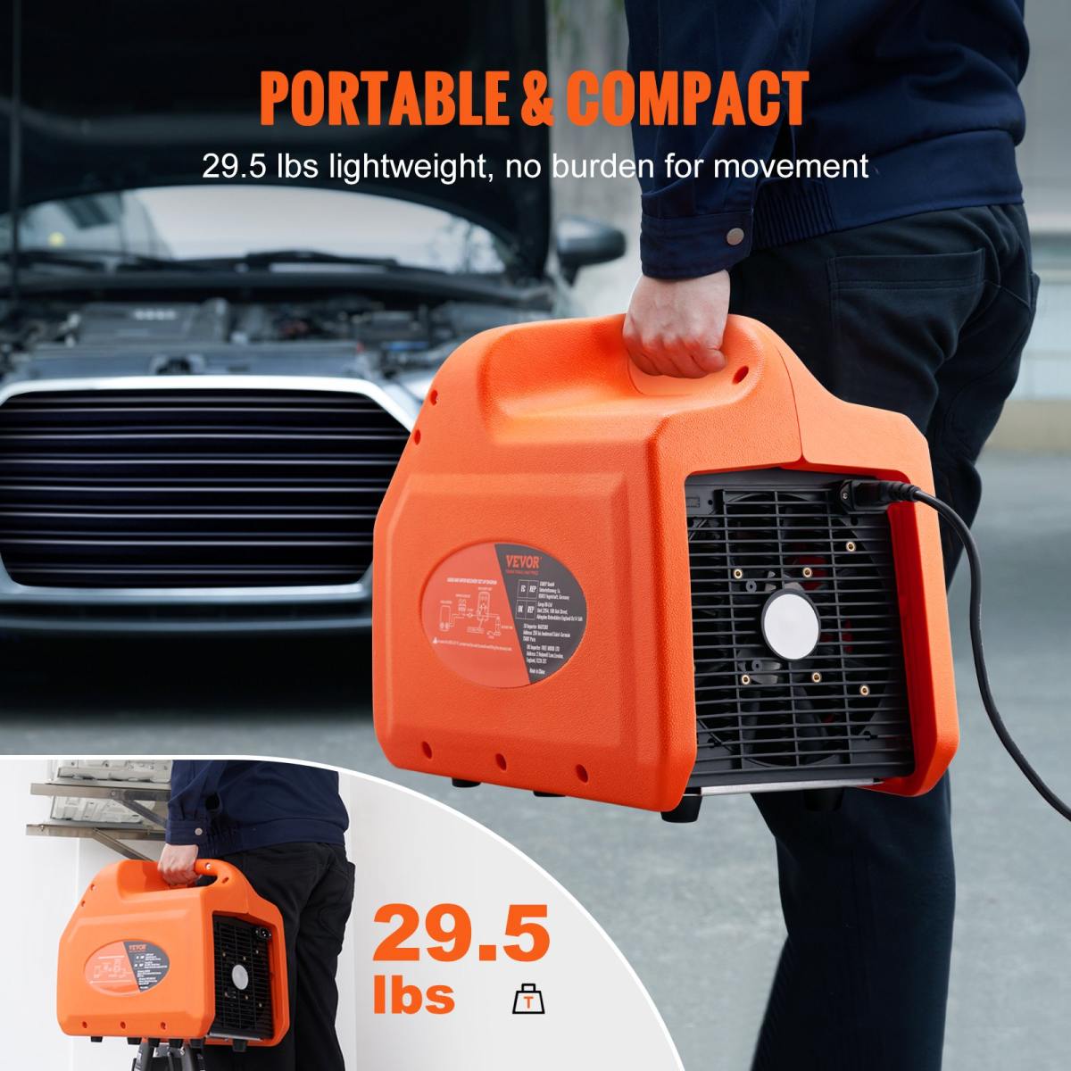 3 4 HP Refrigerant Recovery Machine - Portable AC Recovery Machine With High Pressure Protection, 120V 60Hz Refrigerant Recycle Machine HVAC For Car Air Conditioning, Vapor Liquid Refrigerant