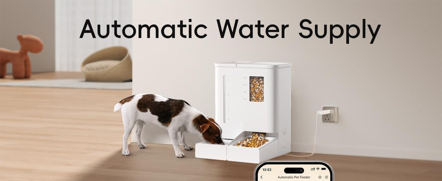 Waithem WiFi Automatic Pet Feeder & Waterer 2-in-1 Set App-Controlled, 2-Week Capacity, Detachable &Washable, Moisture-Proof