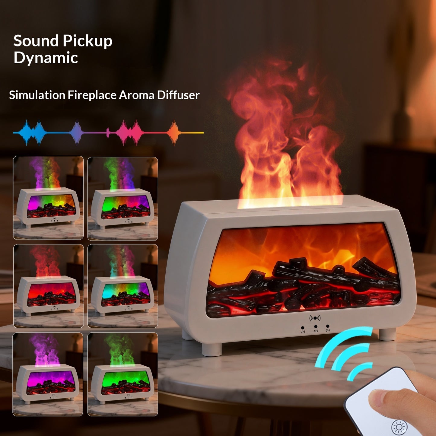 Steam Fireplace Aroma Diffuser Flame Humidifier Small Home Automatic Fragrance Sprayer