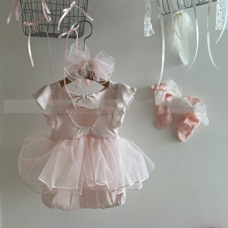 Western-style Lace Bow-Knot Korean-style Bodysuit Dress