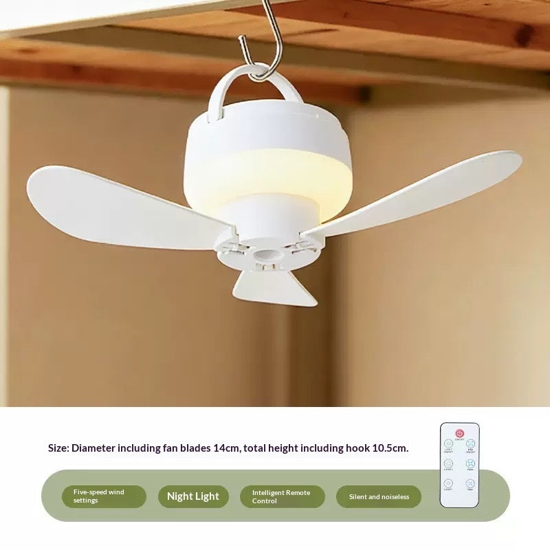 Smart Remote-controlled Rechargeable Mini Ceiling Fan Night Light