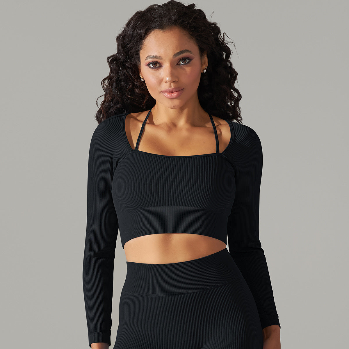 European And American Seamless Rib Solid Color Sexy Beauty Back Yoga Clothes Sports Running Fitness