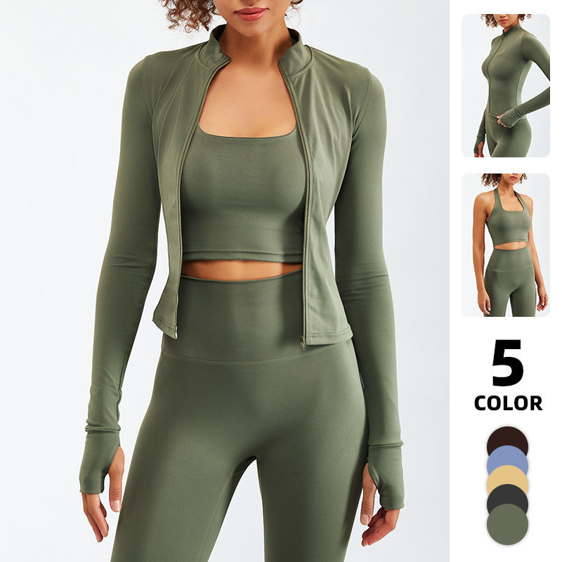 Nude Feel Yoga Long-sleeve Zipper Workout Clothes Suit