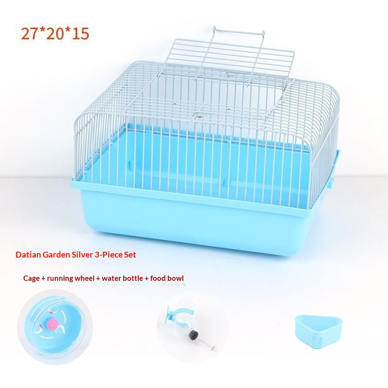 Small Pastoral-style Pet Supply Set Including A Water Bottle A Food Bowl And A Running Wheel