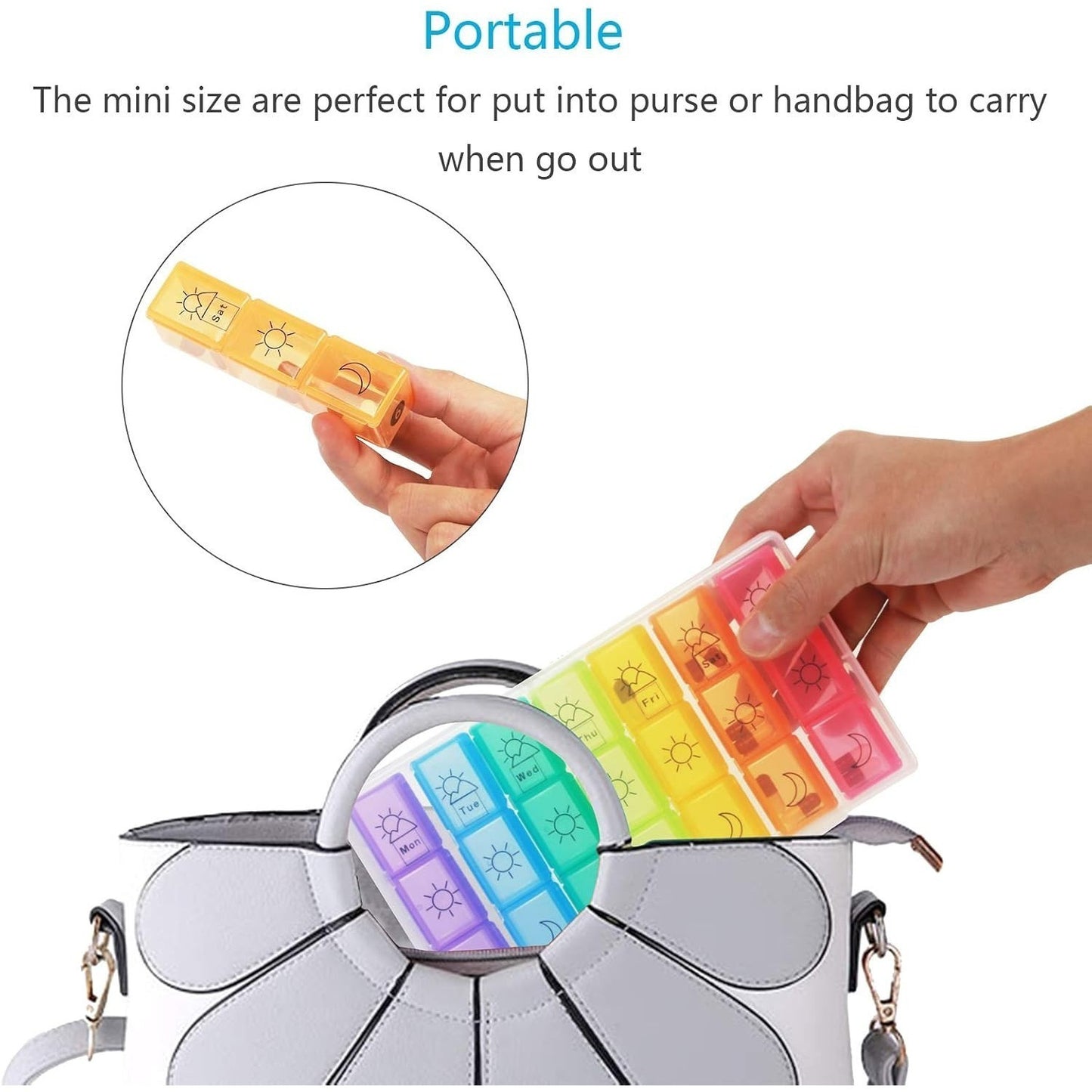 7-Day Pill Box, Pill Container With 3 Compartments Per Day For Morning, Noon, And Evening, Organizer For Vitamins And Medications-Storage Accessories Set