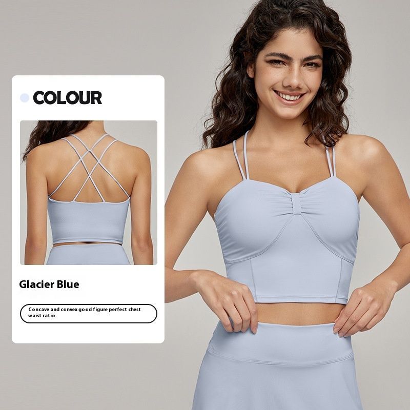 Women's Front Chest Pleated Yoga Vest With Chest Pad