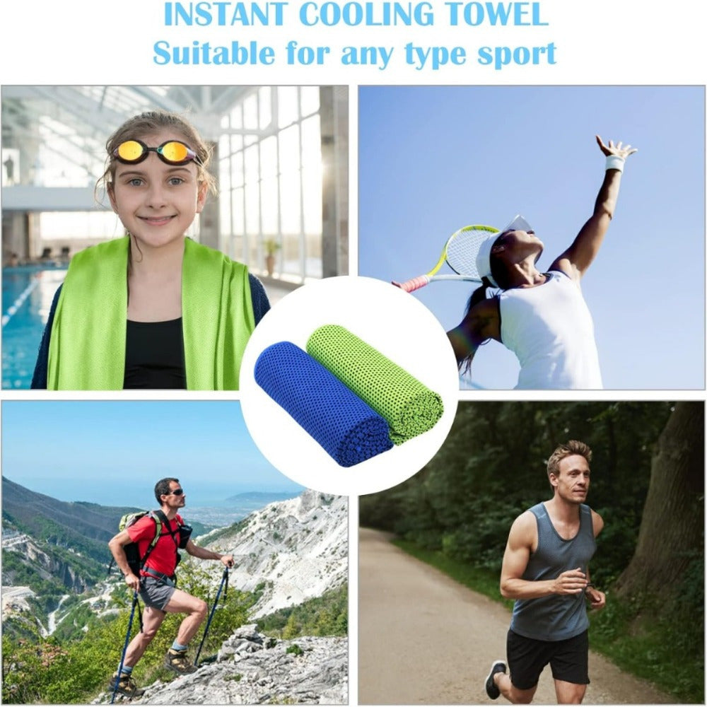 2 Stück Kühlende Handtücher In Blau Und Grün - Erfrischungstücher Für Sport, Fitness Und Outdoor-Aktivitäten
