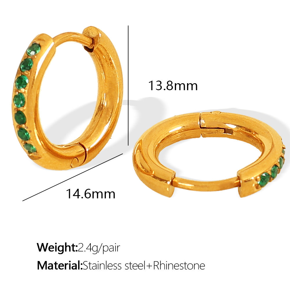 Foreign Trade European And American Fashion Korean-Style Round Micro-Inlay Colorful Zircon Earrings