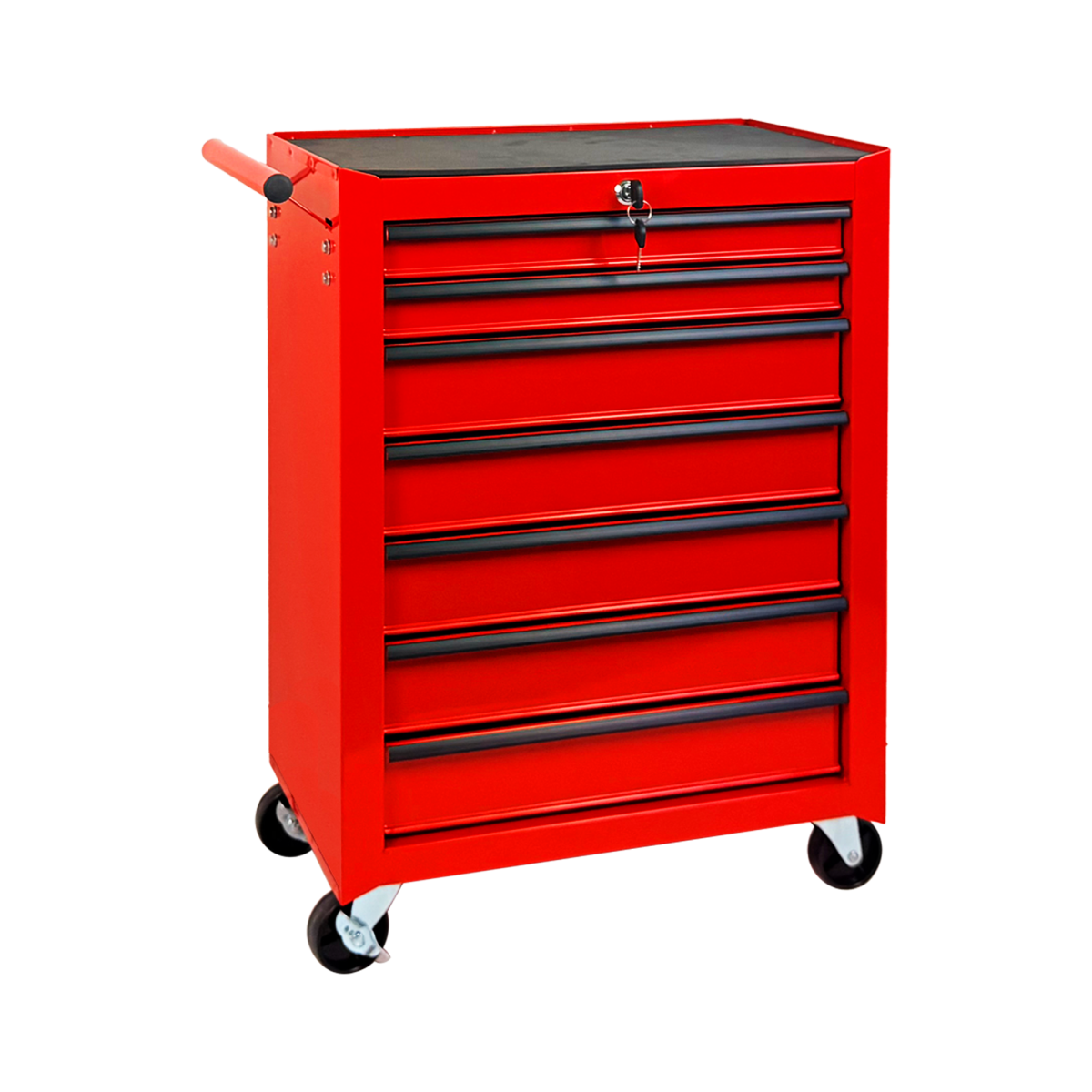 7-Drawer Rolling Tool Storage Cabinet With Detachable Top Tool Box, Universal Lockable Wheels, Adjustable Shelf, Locking Mechanism, Metal Tool Cart For Garage Workshop,Scarlet Flame Red