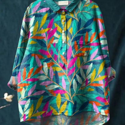 Womens Printed Casual Fashion Long-Sleeve Shirt Top