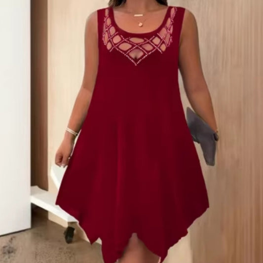 Summer New Womens Fashion Solid-Color Dress