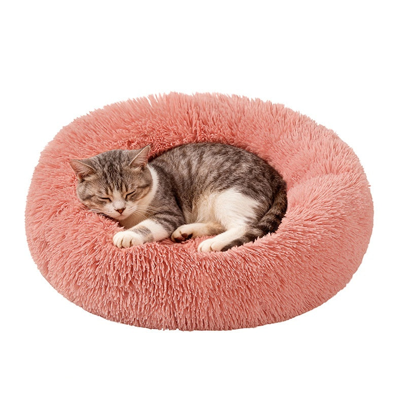 Round Plush Pet Bed, Winter Warmth For Dogs And Cats
