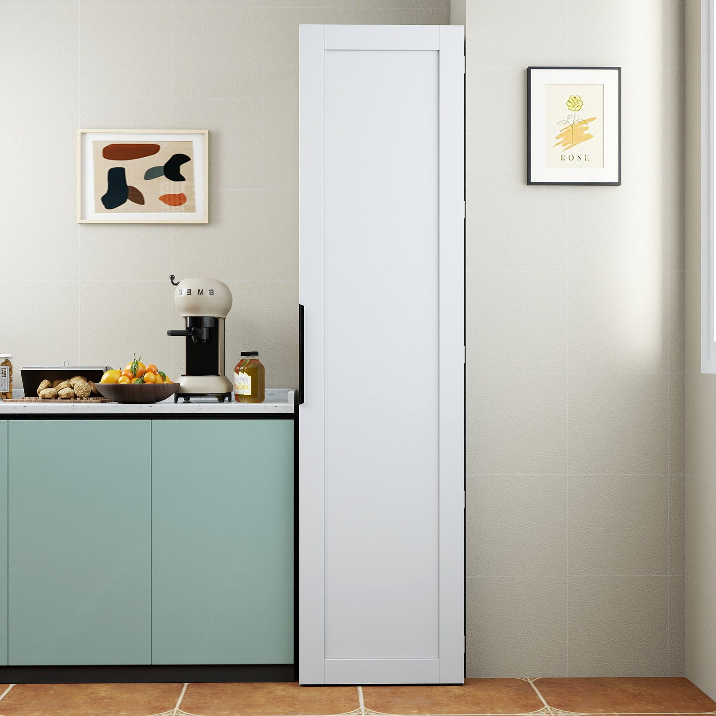 Kitchen Pantry Cabinet, White Freestanding Buffet Cupboards Sideboard With Doors & Shelves, Kitchen Pantry Storage Cabinet For Kitchen, Living Room And Dinning Room