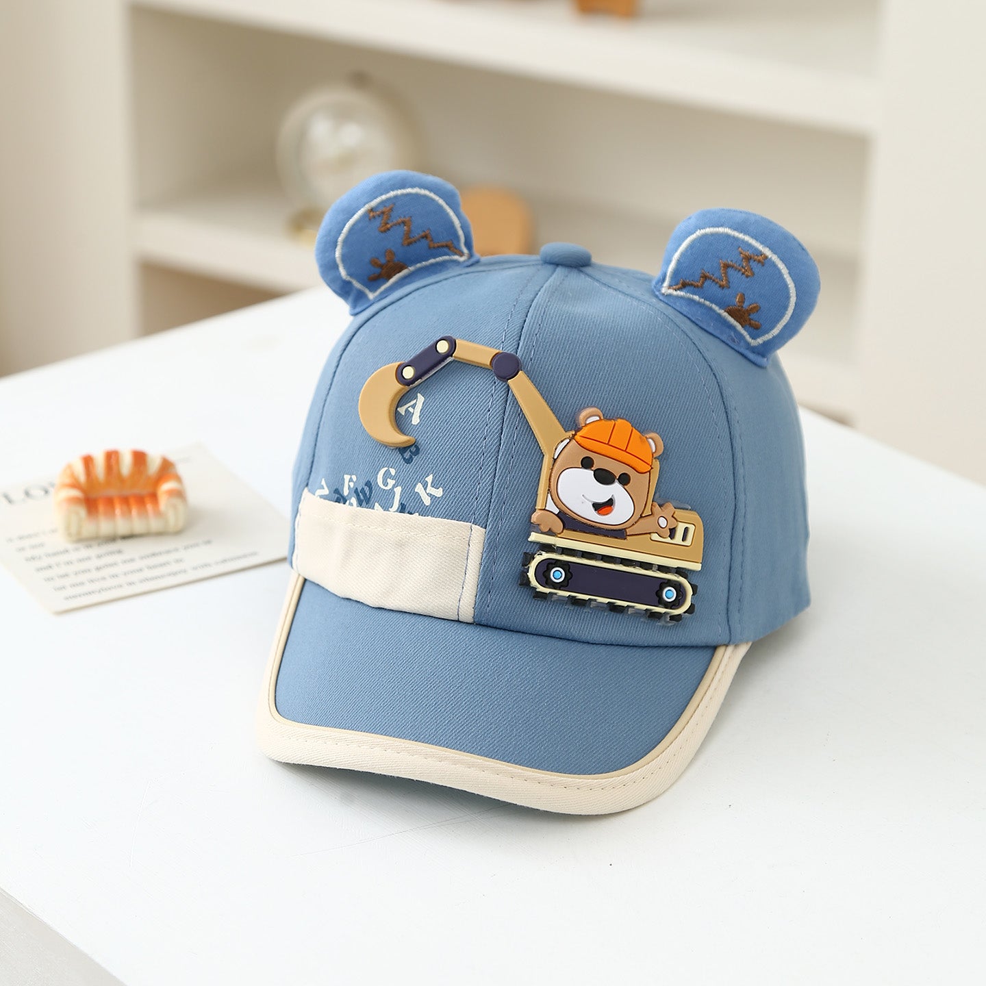 Summer 1-3-year-old Boys And Girls Sun Hats - Bear Driving An Excavator, Duck-shaped Brimmed Hat, Outdoor Travel Baseball Cap