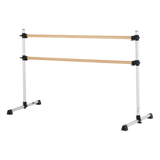 Ballet Barre, 6 Ft Double Beechwood Barre Bar For Home, Freestanding Portable Ballet Stretching Dance Bars, Height Adjustable Anti-Wobble Fitness Gym Equipment, For Pilates Balance Workout