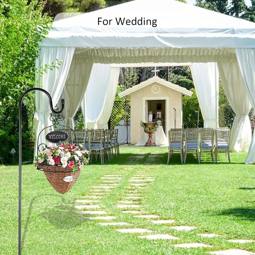 Metal Garden Hooks (4 Pieces), For Hanging Flower Baskets And Decorations, Height-adjustable, Mounts For Outdoor Decoration,
