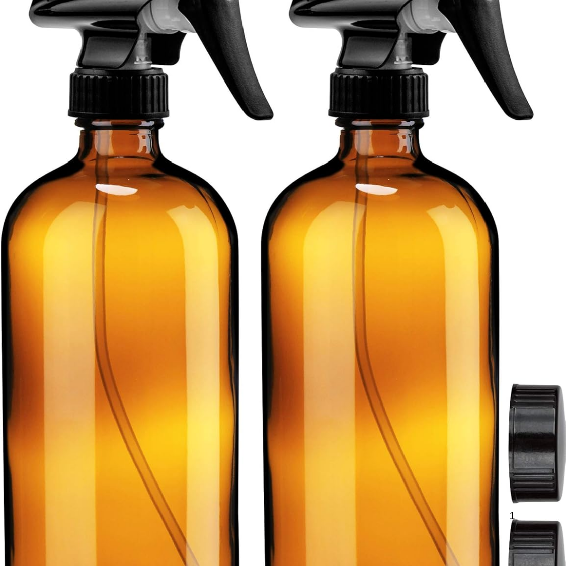 Empty Amber Glass Spray Bottles - 2 Pack - Large 16oz Refillable Bottle For Is Great For Essential Oils, Plants, Cleaning Solutions, Hair - Durable Nozzle - Fine Mist Stream Setting
