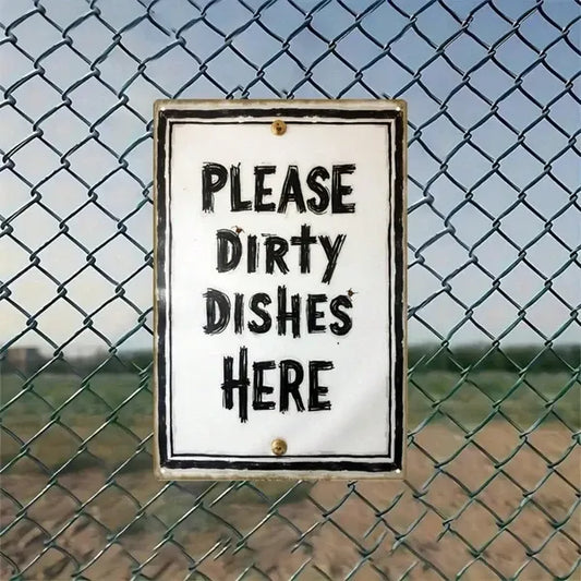 CIFbuy Funny Dirty Dishes Sign Rustic Metal Tin Sign, Black & White Dishwasher-Free Zone Label Humorous, Kitchen Decor Durable 2D Flat Wa RustikTok, RustikTok, El Humorous Self-k Ckup Logiop Wa Zone
