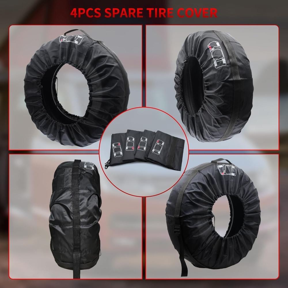 Multi-piece Party Value Pack, Tire Bag Set 18–22 Inches, 4-Piece Tire Storage Bag, Tire Protection Cover For Convenient Transport And Storage, Black (Diameter 80 Cm)