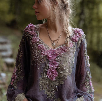 Sweet Effortless Korean-Style Fashion V-Neck Loose Long-Sleeve Shirt