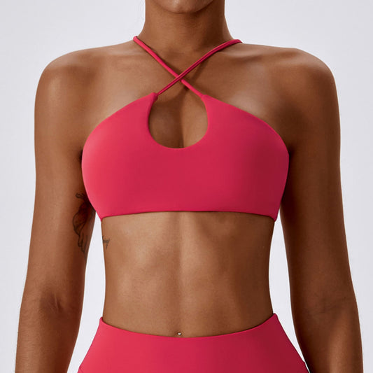 Women's Cross Push-up Beauty Back Yoga Bra Running Exercise Vest Top