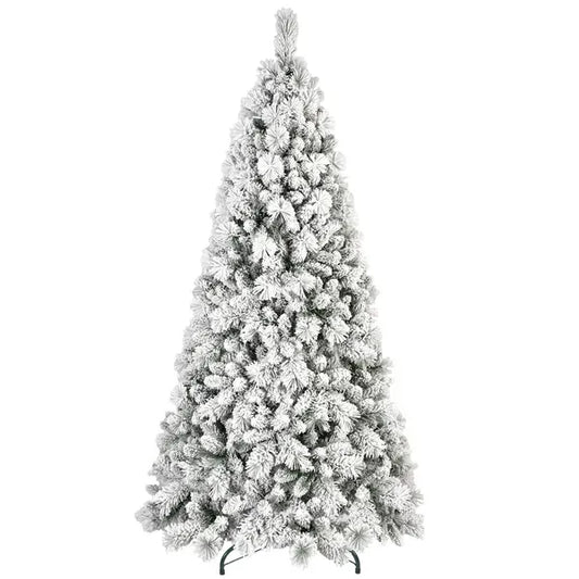 Artificial 5ft Flock Christmas Tree With 518PVC/Hard Needle Mixed Branch Tips,Hinged Premium & Foldable Base For Indoor Holiday Decorating