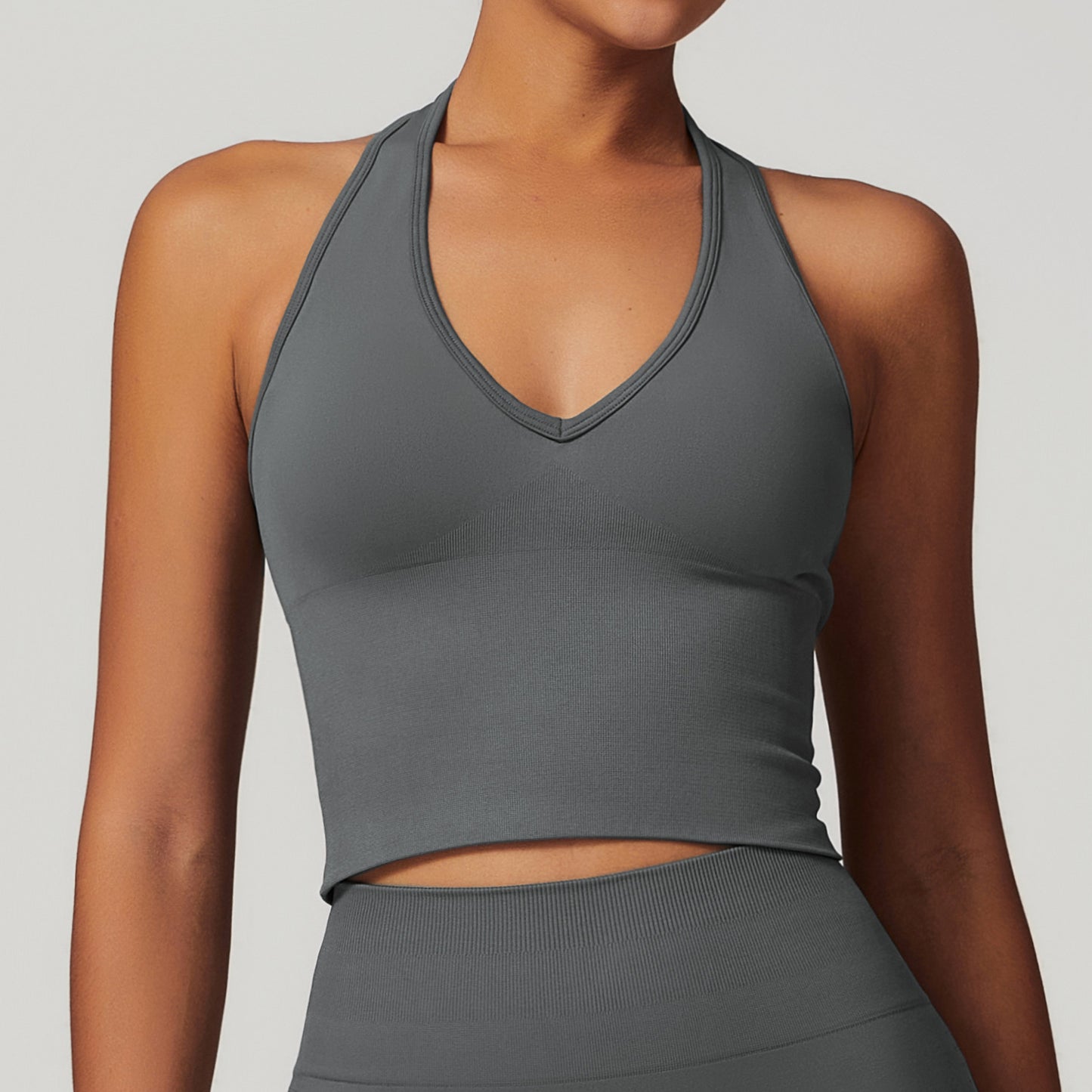 Breathable Halter-Neck Womens Shock-Absorbing Summer Fitness Top