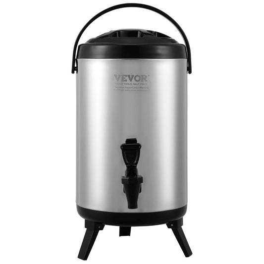 Stainless Steel Insulated Beverage Dispenser, 2 Gallon 7.6 Liter, Thermal Hot And Cold Drink Server Dispenser With Spigot Handle, Food-grade For Hot Tea Coffee Water Restaurant Drink Shop