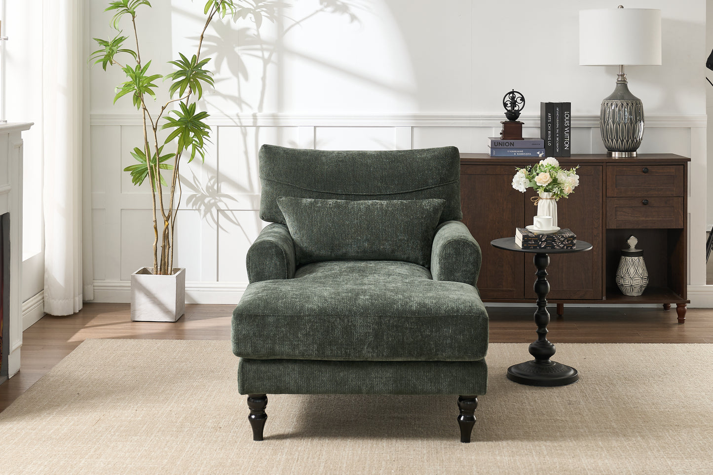 Modern Chaise Lounge , Upholstered Indoor Leisure Sofa Recliner, Chair Sleeper For Bedroom, Living Room, Study Room, Office, GREEN