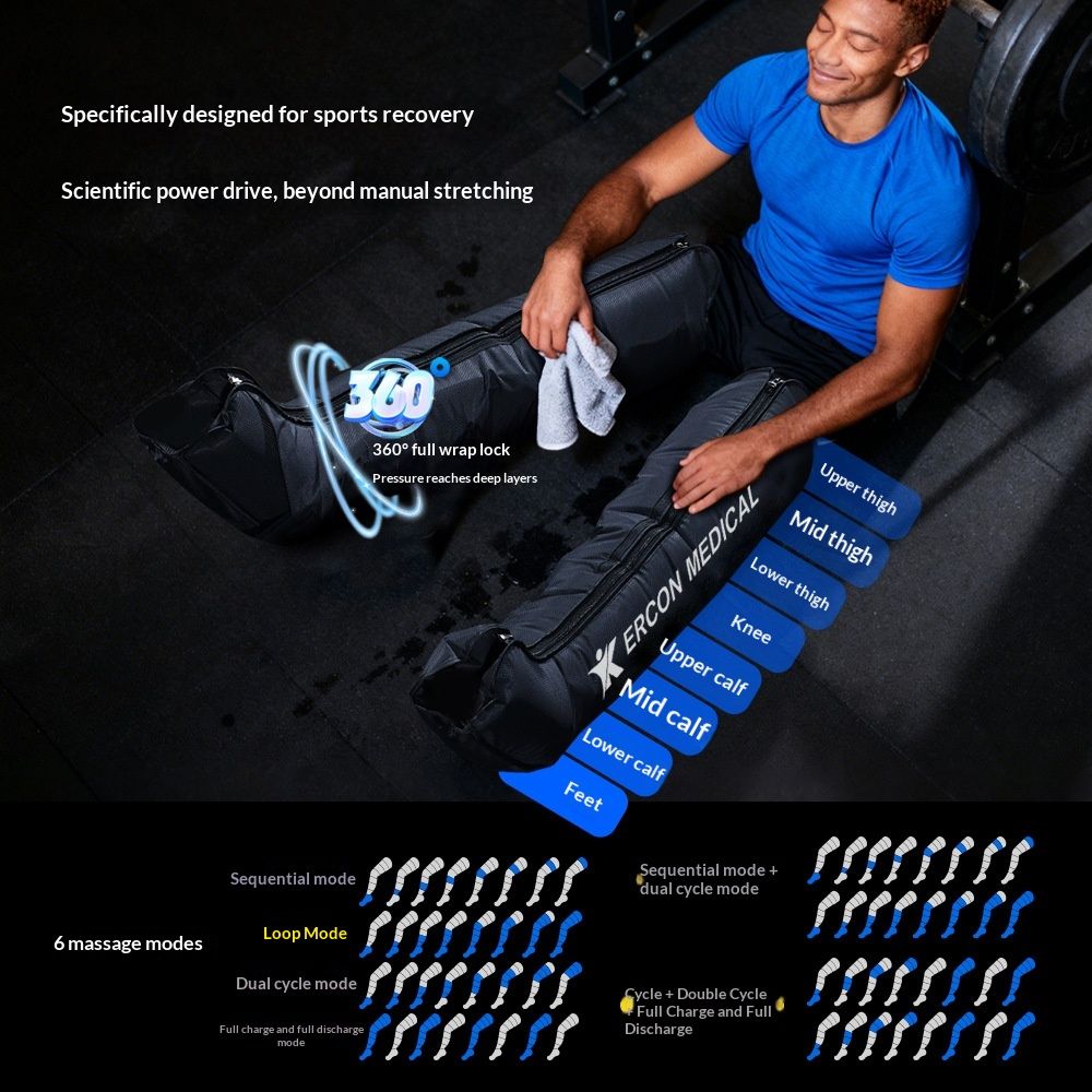 8-chamber Air Wave Pressure Exercise Recovery Pneumatic Leg Massager