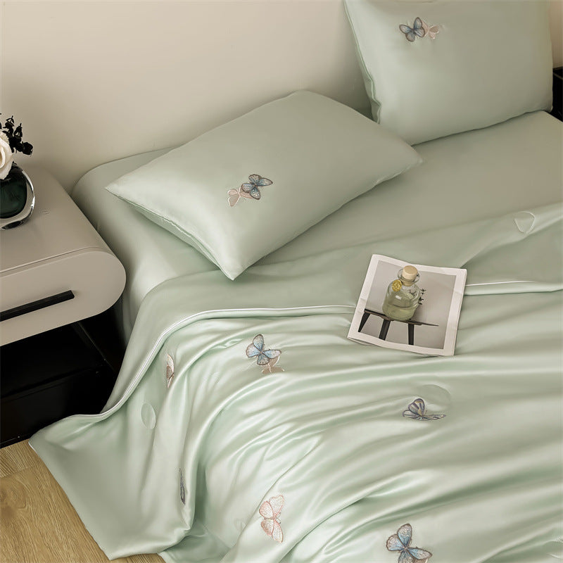 Tencel Embroidered Summer Air-conditioning Quilt Four-piece Set Viscose Cooling Thin Duvet