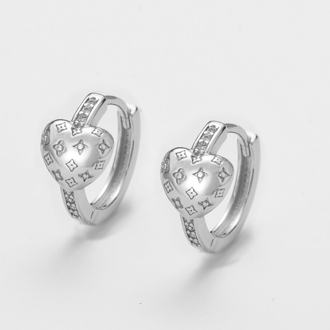 2025 New Zircon Monogram Heart Ear Cuffs For Women - European Style High Grade Earrings, Light Luxury Fashion Elegant Ear Jewelry