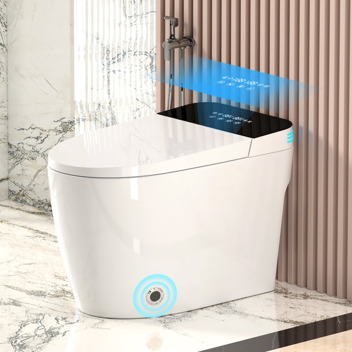 Smart Toilets With Heated Bidet Seat.Portable Toilet With Bidet Built.Intelligent Toilet Auto Open Close Seat. Bidet Toilet With Dryer And Warm Water