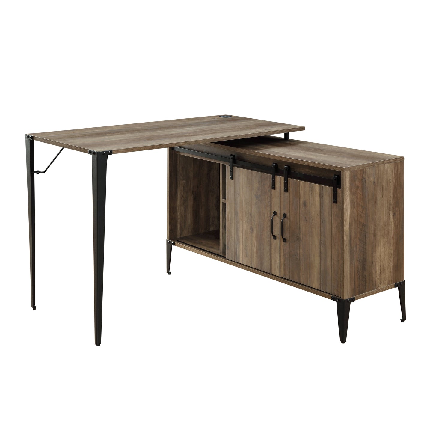 Zakwani 48  Gray Oak & Black Finish Writing Desk