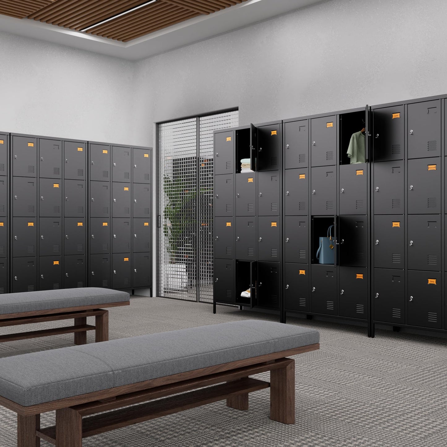 METAN Metal Locker For School Office Gym Bedroom, 12 Doors Black Steel Storage Locker Cabinet For Employees, Industrial Storage Locker, Assembly Required 12 Door-Black