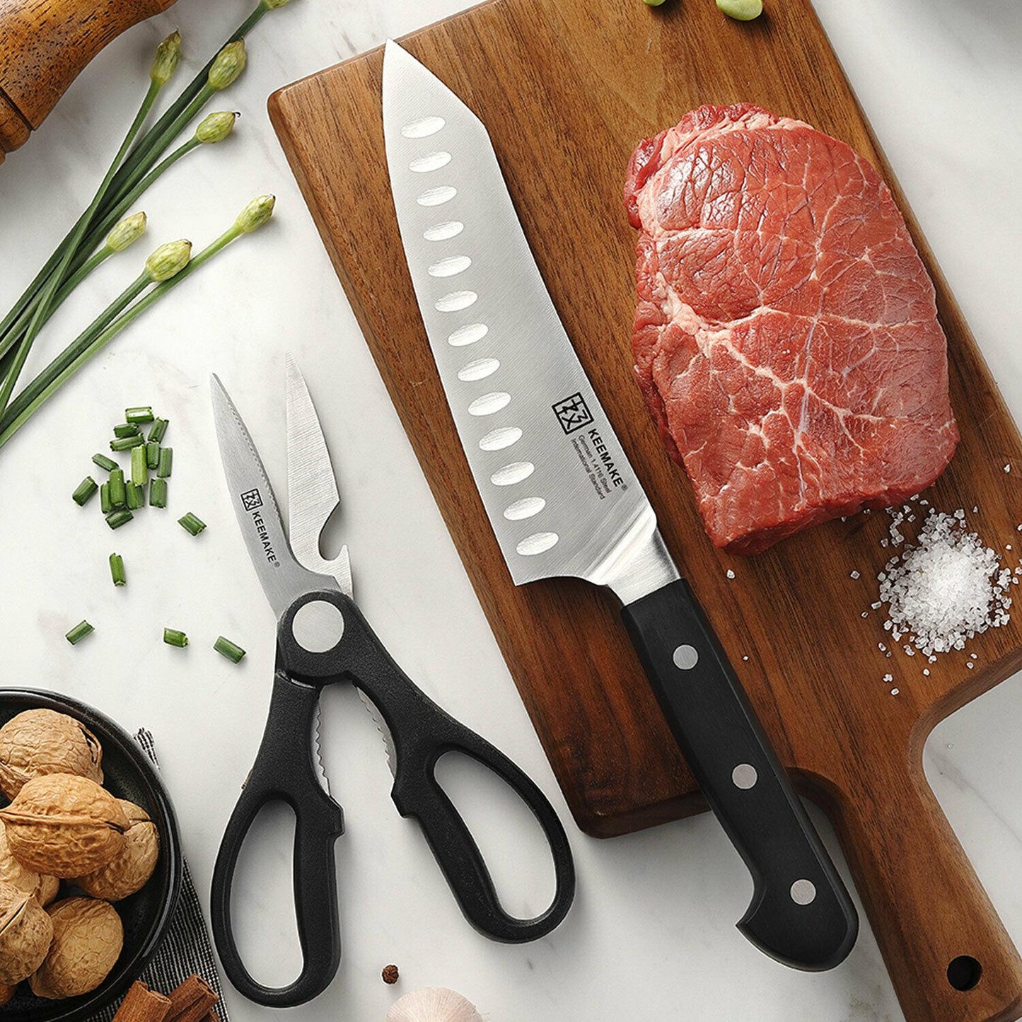 2-Piece Chef's Knife And Kitchen Shears Set  Stainless Steel Slicing Knife  Gift Set