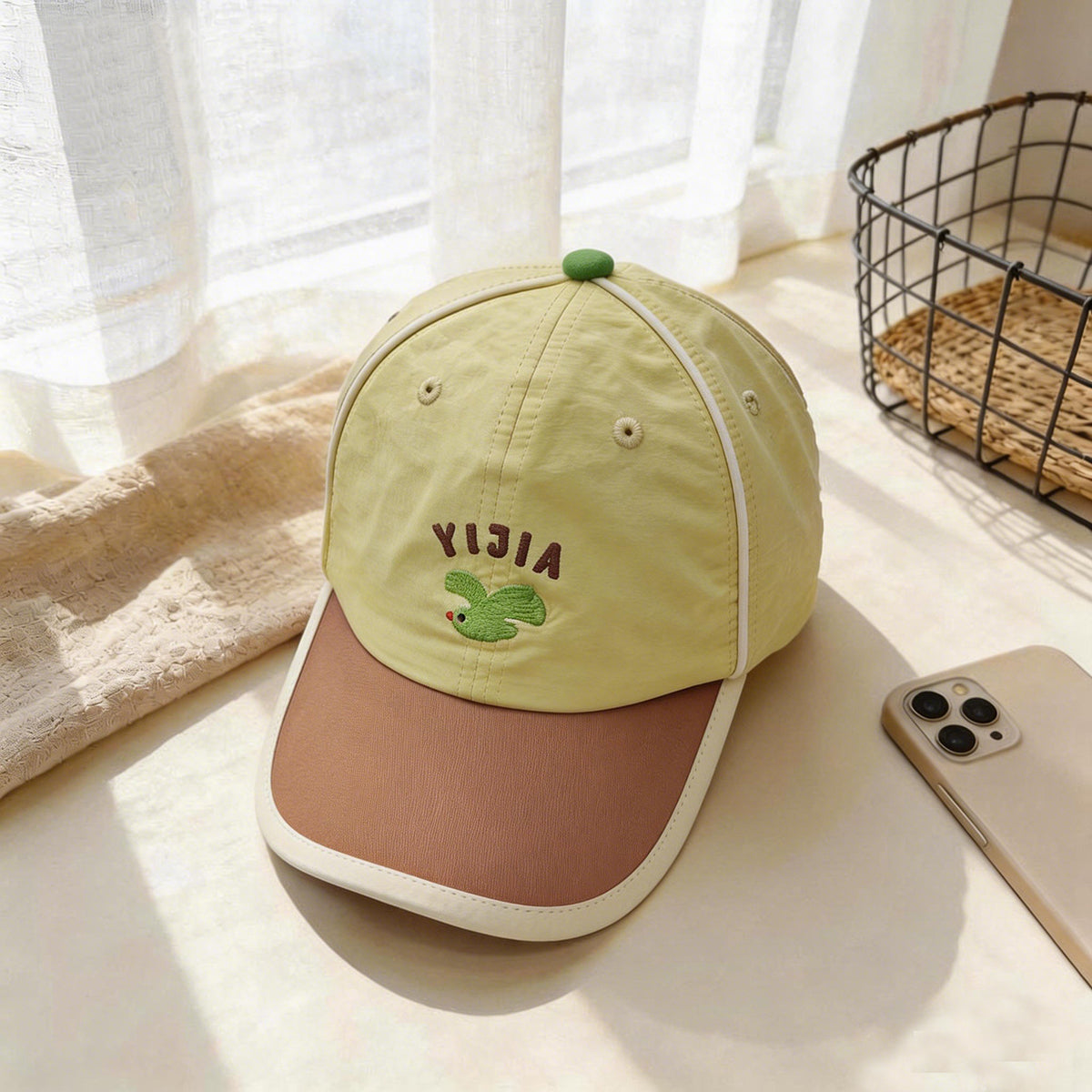 Children's Multi-color Cartoon Pattern Printed Quick-drying Lightweight Adjustable Simple And Fashionable Curved-brim Baseball Cap For Outdoor Sports