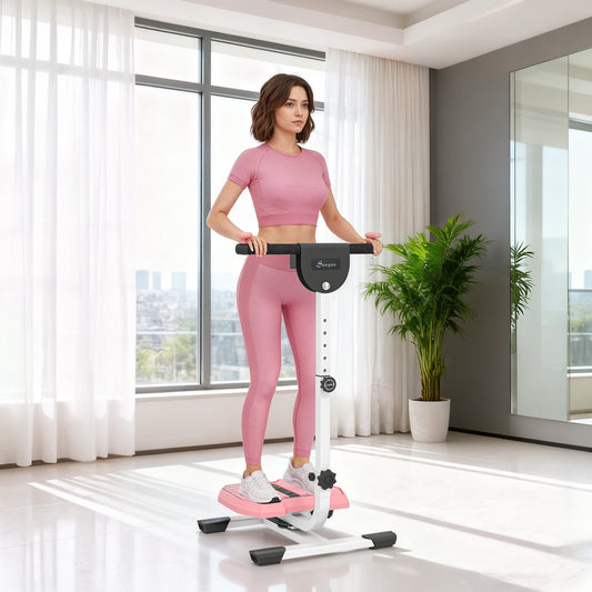 Foldable Ab Twister Board For Waist Trimming With LCD Display, Ab Workout Equipment For Women And Men, Pink
