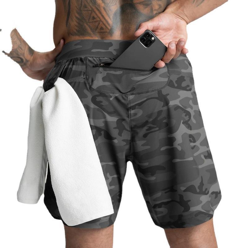 Crazy Muscle Men's Shorts Single-Layer Woven Quick-Dry Solid Color Running Fitness Sports Leisure American-Style Pants