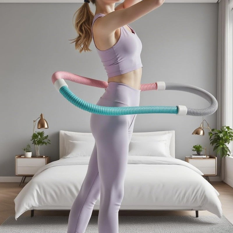 Weighted Fitness Hoop Portable Waist Friendly-Foldable Indoor Foldable Exercise