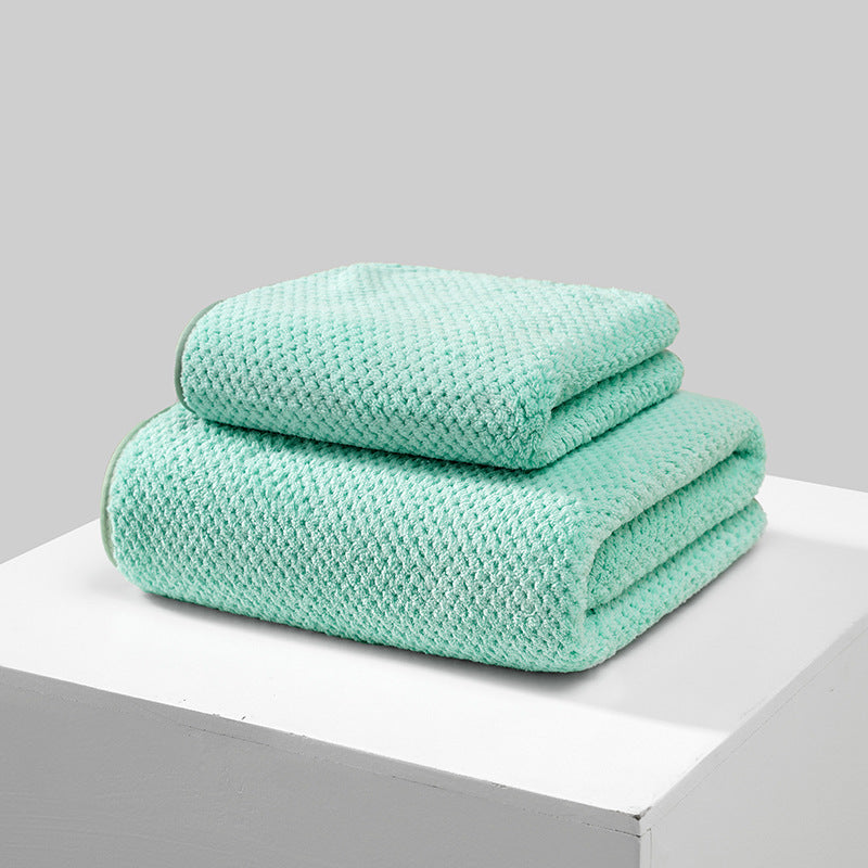 Coral Fleece Pineapple-check Soft Bath Towel