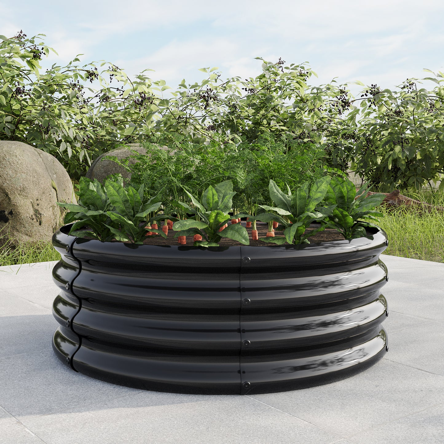 Galvanized Raised Garden Bed, Outdoor Planter Raised Garden Beds, Round Freedom Raised Garden Beds For Horticulture Vegetables, Fruits, Flowers