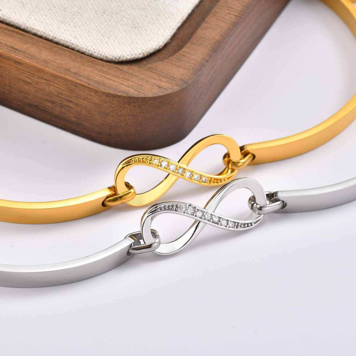 Copper Zircon Heart-Shape 8 Infinity Symbol Fashionable Trendy Korean-Style Sweet Yet Cool Bracelet