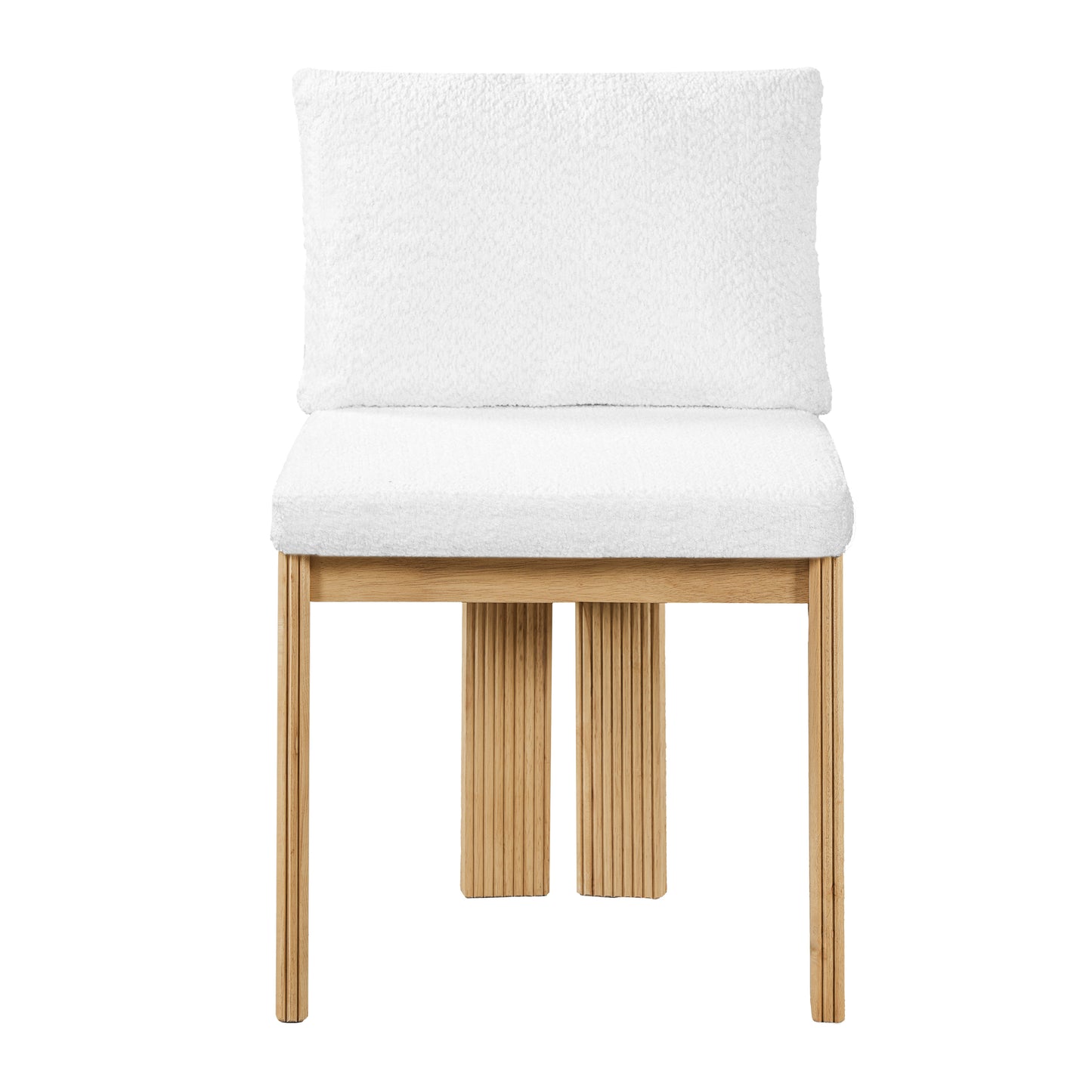 Indoor Boucle Dining Chair Set Of 2, Rubber Wood Frame, Plush Beige Boucle Seating, 250lbs Weight Capacity For Kitchen & Dining Room