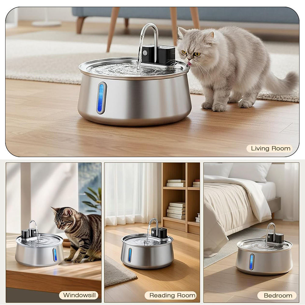 Stainless Steel Wireless Pet Water Fountain Kit
