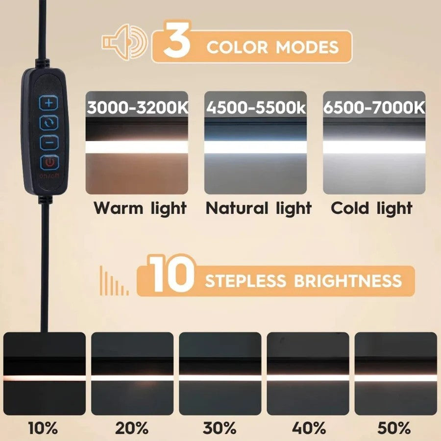 Double-Head Led Desk Lamp Swing Arm Clamp Folding Dimmable Adjustable Brightness